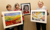Lindsey Marsden, Marion Gray and Angela Hammond with their paintings